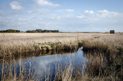 Scenic view of lake against sky