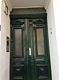 Closed door of building