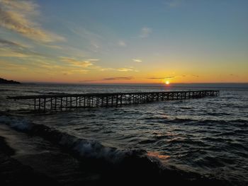 Scenic view of sea during sunset