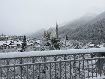 Scenic view of mountains against sky during winter