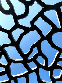 Full frame shot of metal fence against blue sky