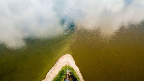 Aerial view of the confluence for mississippi and ohio rivers at ft. defiance state park cairo, il 