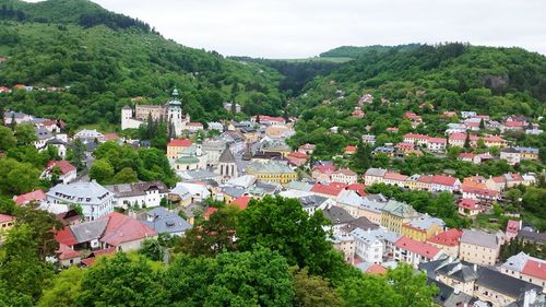 High angle view of residential district