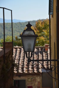 Close-up of street light against clear sky