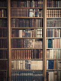 Full frame shot of old books in library