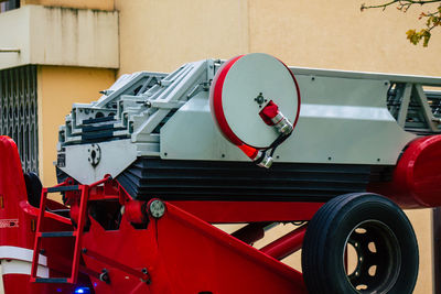 Close-up of a red machinery
