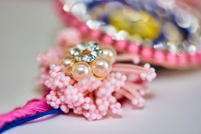 Close up of jewelry on table