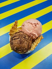 Close-up of ice cream on table