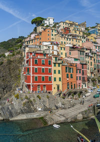 Scenery around riomaggiore, a village at a coastal area named cinque terre in liguria