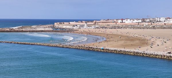 High angle view of sea against sky