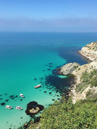 High angle view of sea against sky