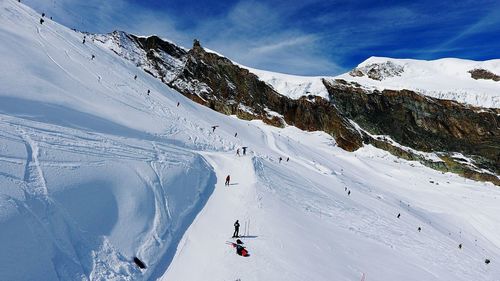 Aerial view of snow covered landscape