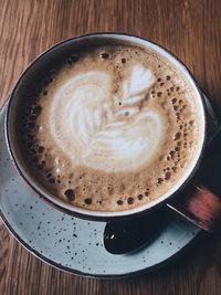 High angle view of coffee on table