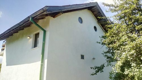 Low angle view of house against clear sky