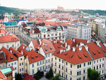 High angle view of townscape against sky