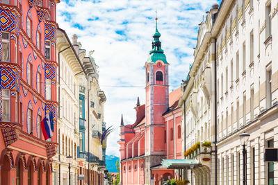 Low angle view of buildings in city