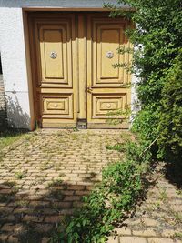 Closed door of building