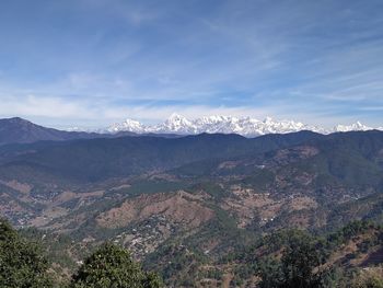 Scenic view of mountains against sky