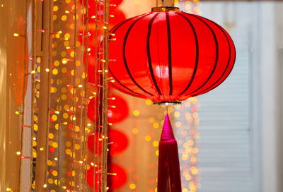 Close-up of illuminated chinese lantern