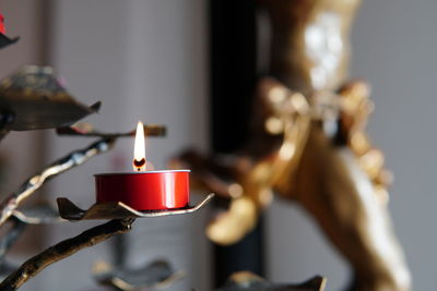 Close-up of lit candles