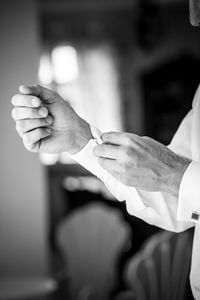 Close-up of woman holding hands