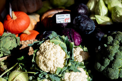 Close-up of vegetables for sale at market stall