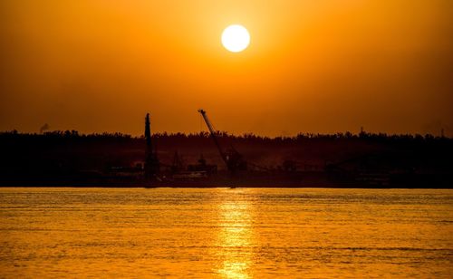 Scenic view of sea during sunset