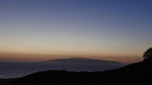 Scenic view of sea against clear sky during sunset