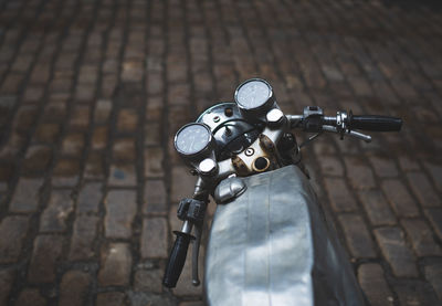 High angle view of bicycle on street