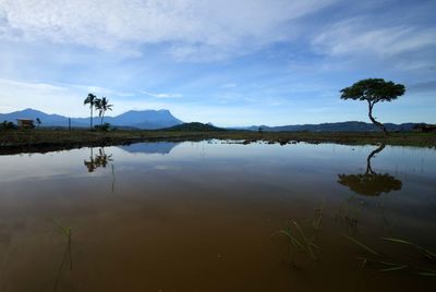 Scenic view of lake against sky