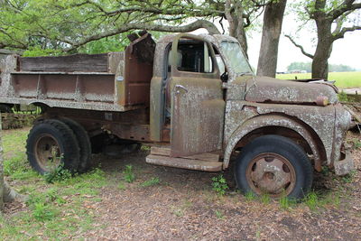 Old car on road