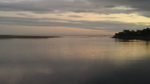 Scenic view of calm sea at sunset