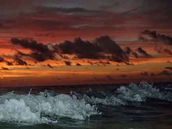 Scenic view of sea at sunset