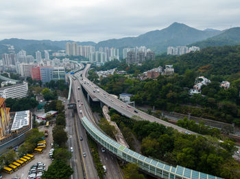 High angle view of cityscape against sky