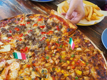 Close-up of hand eating food