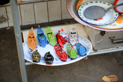 High angle view of food on table