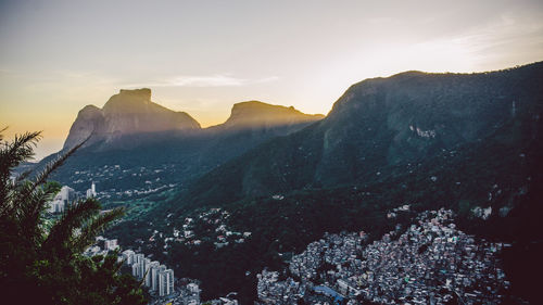 Panoramic view of mountains against sky