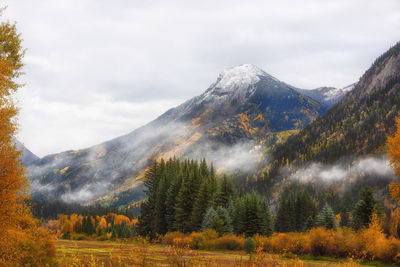 Scenic view of mountains against sky