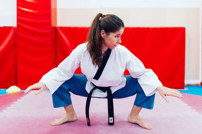 Young woman sitting on seat