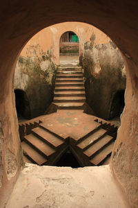 Old staircase in abandoned building