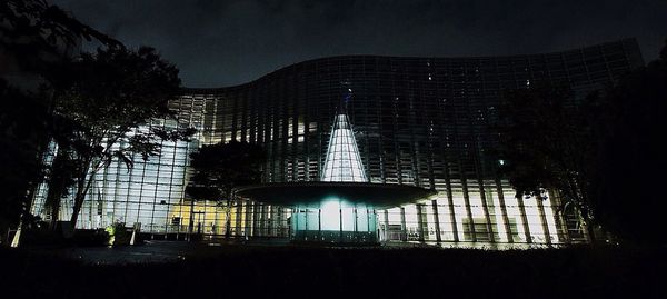 View of built structure at night