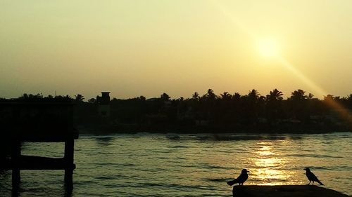 Scenic view of sunset over sea