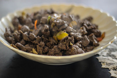 Close-up of food in bowl on table