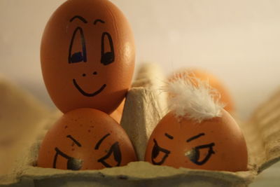 Close-up of jack o lantern on table