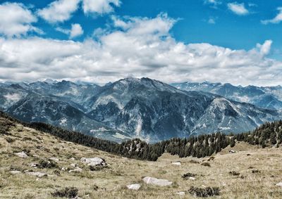 Scenic view of mountains against sky