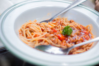 Close-up of meal served in bowl