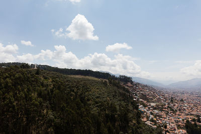 High angle shot of townscape against sky