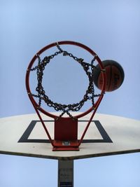 Low angle view of basketball hoop against sky