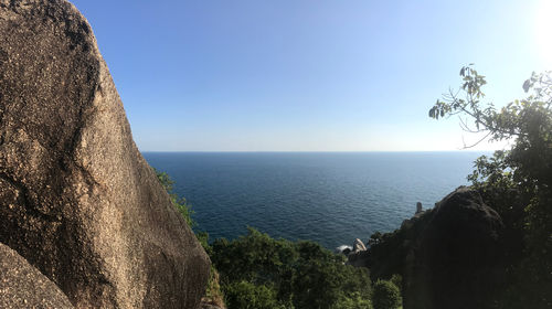 Scenic view of sea against clear sky