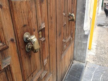 Closed door of old building